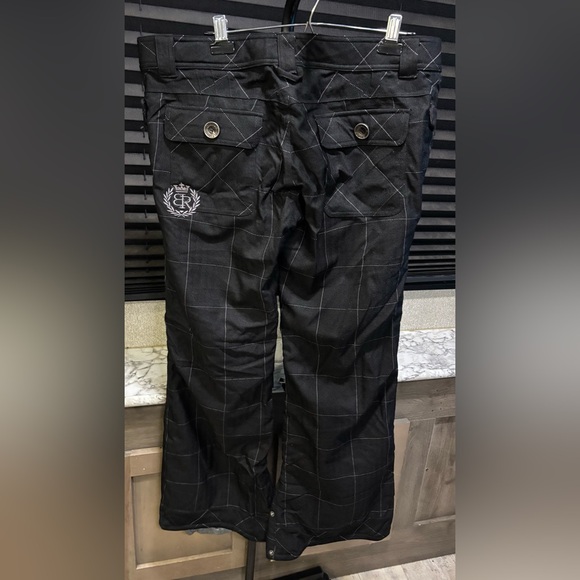 Betty Rides Black & White Plaid Flare Leg Snowboard Ski Snow Pants WN Large - Picture 2 of 10